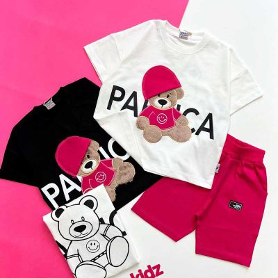 magenta-teddy-t-shirt-and-shorts-set