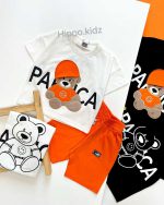 orange teddy t-shirt and shorts set