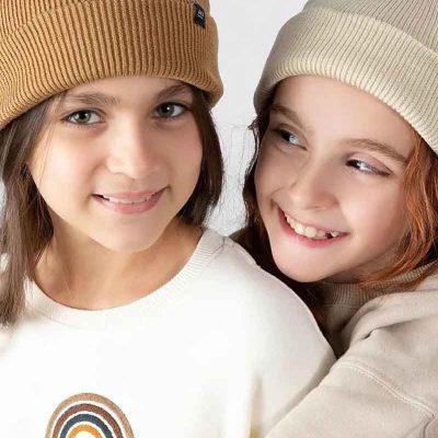 happy girls wearing beanie