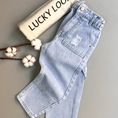 شلوار جین مام استایل زاپدار برند LUCKY LOOK